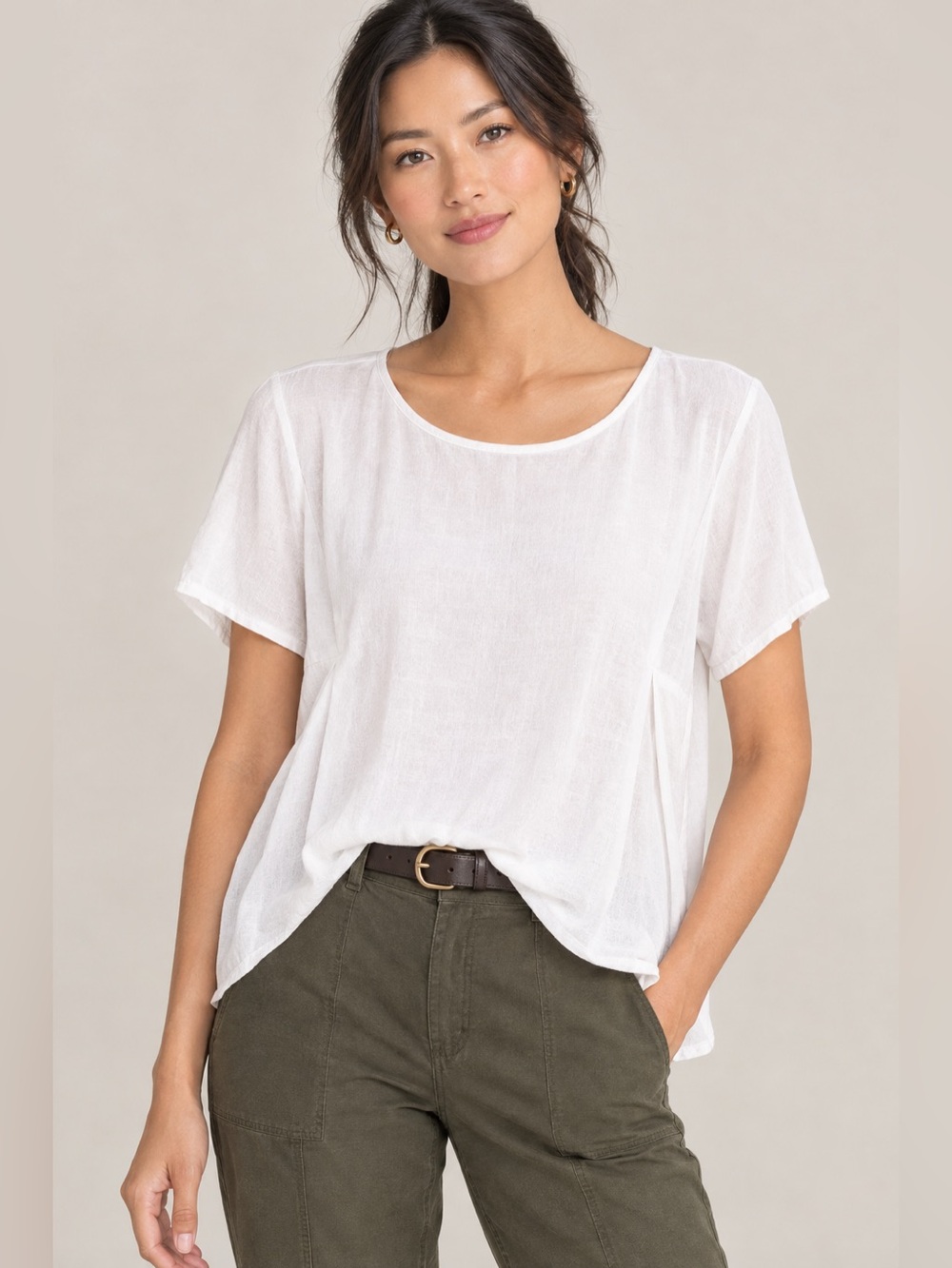 Aaiko Minimalist White Short Sleeved Blouse